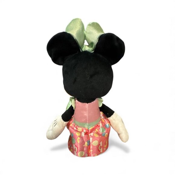 Disney Minnie Mouse Plush Toy 11" Pink & Green Dress Satin Bow Collectible Kids - Picture 2 of 3